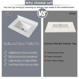 31 Inch Marble Vanity Top, White Vanity Top with Pre-drilled Faucet Holes, Bathroom Vanity Top with 82818941