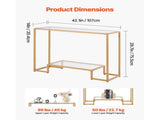 2-Tier Glass Console Table, Modern Rectangular Side Table with Tempered Glass Surface and Iron 85052734