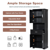 ZNTS Tall Bathroom Cabinet with Four Doors, Large Storage Space Open Shelve, Upper Storage Cabinet, Black 41680968