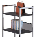 ZNTS Black and Chrome Writing Desk with Shelf B062P209207