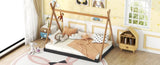 Full Size Tent Floor Bed with Triangle Structure, BlackBrown WF307379AAB