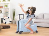 22 Inch Ride-on Suitcase for Kids & Teens, Toddler Travel Luggage with Seat, Spinner Wheels, Safety 00104329
