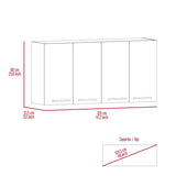 120 Wall Cabinet, Four Doors, Two Cabinets, Two Shelves -Black B07091817