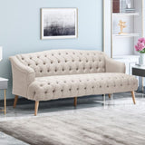 Comfy 3-seat Sofa with Wooden Legs, PU, for Living Room and Study 65124.00BGE