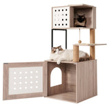 Cat Tree with Litter Box Enclosure, All-in-one Cat Tower for Indoor Cats with Large Hammock, Bed, W1687P304379