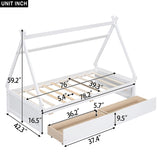 ZNTS Twin Size House Platform Bed with Two Drawers,Headboard and Footboard, White WF322502AAK