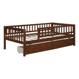 ZNTS Twin Size Daybed Wood Bed with Two Drawers, Walnut WF301864AAL