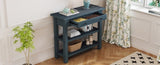 ZNTS TREXM Retro Console Table with Drawer and Two Sturdy Shelves for Entryway, Living Room N715P195561M