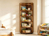 6 Tier Tall Corner Shelf for Small Spaces, Narrow Display Bookcase 63802371