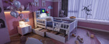 Wood Twin Size Platform Bed with Built-in LED Light, Multi-functional Headboard, Guardrail and 2 N709P243969K