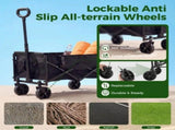 Collapsible Folding Wagon, Heavy Large Capacity Garden Wagon, Big Bucket Beach Cart with 03522065