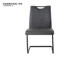 Modern Charcoal PU dining chair living room chair upholstered chair, black metal chair leg design, W210P199090