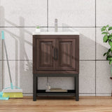 24" Bathroom Vanity White Ceramic Sink & Hot and Cold Faucet , Freestanding Bathroom Cabinet W688P224404