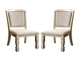 Set of 2 Padded Fabric Dining Chairs in Antique White and Ivory B016P156592