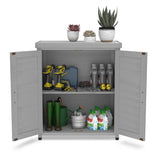 Potting Bench with Storage Cabinet and Metal Table Top for Outdoor Patio,Outdoor Work Station Table W1390P189986