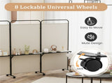 3-Panel Folding Divider with Lockable Wheels and 3 Metal Shelves White 56218480