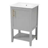 ZNTS 20" Bathroom Vanity with Sink, Bathroom Cabinet with Soft Closing Door, Storage Rack and Open Shelf, WF308492AAE