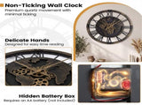 Brown Gear Wall Clock with World Map, 27" Large Non-Ticking Quartz Movement Decorative Home Clock 53413647