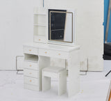 37" Middle Size Left Drawer Desktop Vanity Table Cushioned Stool, Large Sliding, Touch Control, W3258P293192