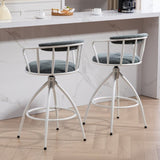 26'' Swivel Counter Height Bar Stool, Set of 2- Fabric Seat with Metal Frame, Modern Industrial 22087354