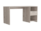 Computer Desk with 1-Drawer and 2-Open Storage Shelves, Light Gray B097133108
