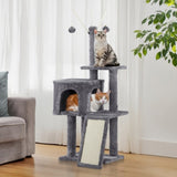 ZNTS 49 inch Cat Tree Cat Tower for Indoor Cats, Cat House with Padded Platform Bed, Toy Balls, Large 87087030