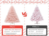 7ft Pink Artificial Christmas Tree Hinged Full Fir Tree with Metal Stand 84194368