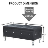 Upholstered Storage Ottoman Bench For Bedroom End Of Bed Faux Leather Rectangular Storage Benches W2268P146691