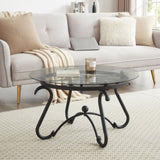 ZNTS 2 Piece Tempered Glass Surface Coffee Table Set, Decor Coffee Table Round End Side Table with Sturdy W2167P168793