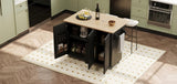 K&K 51" Fluted Kitchen Island with Drop Leaf, Farmhouse Accent Kitchen Island on Wheels with N707P221446B