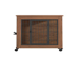 27.2" Dog Crate Furniture with Wheels for Small Dogs, Heavy Duty Dog Kennel Indoor with 2 Doors, 94926706