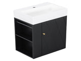 20 Inch Bathroom Vanity with Ceramic Sink, Diamond Pattern Door Design, Gold Handle & Side Storage N725P314033B