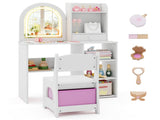 2-in-1 Kids Vanity & Writing Desk Set - LED Lighted Shatterproof Mirror , White 55578878