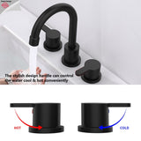 Widespread Bathroom Sink Faucet Matte Black 2 Handle 8 inch Lavatory Faucet 3 Hole 360&deg Swivel Spout T3177P277511