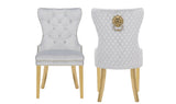 Simba Gold 2 Piece Dinning Chair Finish with Velvet Fabric in Light Gray 659436316324