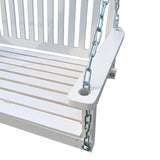 Front Porch Swing with Armrests, Wood Bench Swing with Hanging Chains,for Outdoor Patio ,Garden W49543722