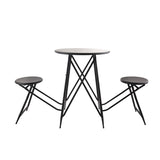 60.83x24x32.3" Black Stowable Side Table and Two Seats W2078P282279