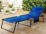 Oversized Patio Chaise Lounge, 27" Wide 4-Position Adjustable Backrest Folding Tanning Chair-Navy 09940851