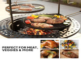 33 inch Outdoor Fire Pit with 2 Cooking Grills, Wood pit with Removable Swivel Grill, 94102282