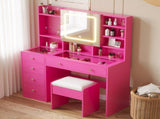 Barbie Pink Vanity Set Particleboard construction with tempered glass tabletop and textured 70723132