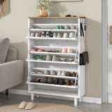 Narrow Design Shoe Cabinet with 3 Flip Drawers, Wood Grain Pattern Top Entryway Organizer with 3 77833346