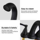 2 Handle 4 Inch Centerset Bathroom Sink Faucet with Pop-Up Drain, Matte Black W122460800