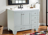 30" Blue Grey Bathroom Vanity with Ceramic Sink - Soft-Close Drawers, Solid Wood Frame, W2896P344074