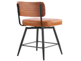 2 Pcs Brown PU Swivel Bar Stools with Removable Backrest, Bentwood Back Panel & Metal Legs 26283051