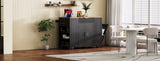 K&K Fluted Kitchen Island with Trash Can Storage Cabinet, Power Outlet, Internal Storage Rack, N707P221571B