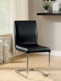 ZNTS Modern Elegance Black Color Leatherette 2pcs Dining Chairs Chrome Metal Legs Dining Room Side Chairs B011P178972