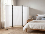 3-Fold Foldable Screen 160g Plastic Feet Polyester Fabric Carbon Steel Frame Room Divider 6FT 09706590