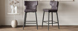 28inch Counter Height Bar Stools Set of 2, Modern Bar Upholstered Chairs with PU Leather, Metal N762P199304E