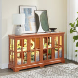 LED Curio Display Cabinet Antique Display Cabinet with Glass Doors Adjustable Shelves for W2275P292661