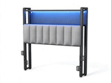 Twin Size Headboard with Pegboard Storage Shelf, Adjustable Upholstered Backrest, LED Light Strip & 91606470